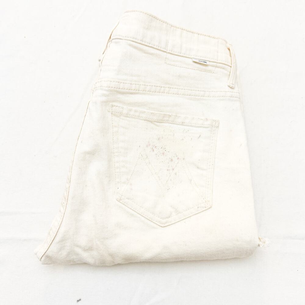 Mother Superior The Insider Crop Step Fray Act Natural Denim Jeans Size 28